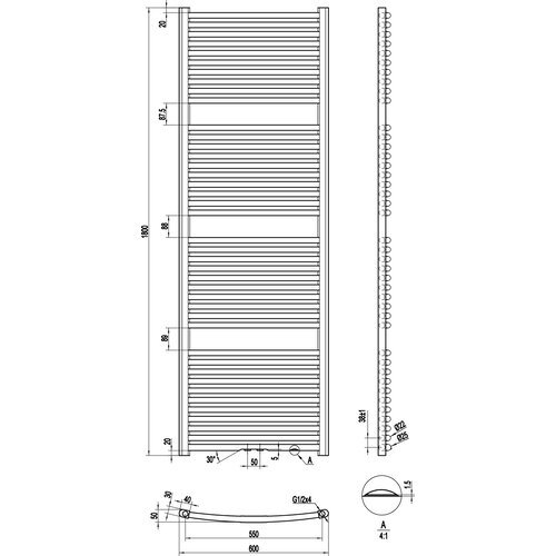 Best-Design One radiator gebogen model 1800x600 mm