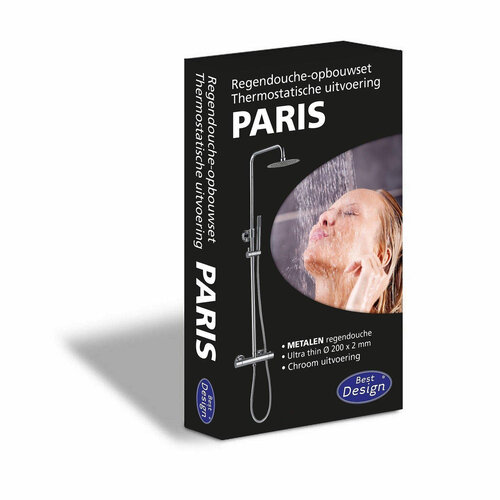 Best-Design Paris Showerpipe met thermostaat en 20cm douchekop chroom