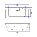 Best-Design Silmo Mat-Wit half vrijstaand wandmodel bad 180x80x60cm