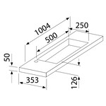 Best-Design Slim wastafel voor meubel 100 cm ondiep 35 cm zonder kraan gat