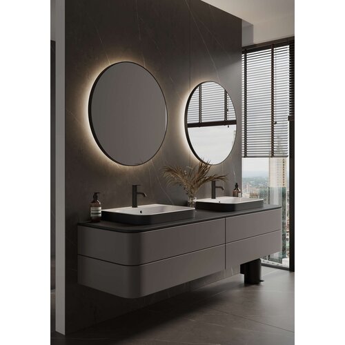 Martens Design Martens Design spiegel rond met verlichting en verwarming Toronto | Geborsteld Gun Metal | 80 cm