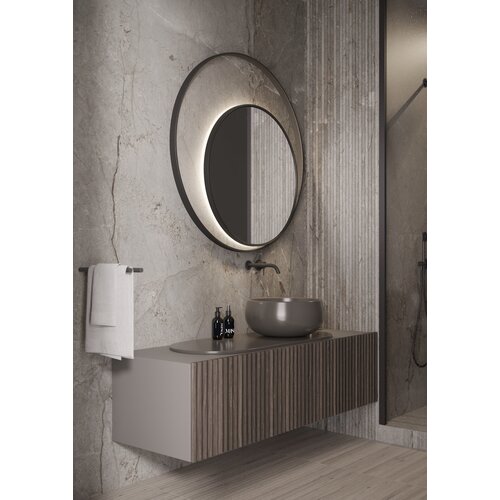 Martens & Meijer spiegel rond met ronde frame met verlichting en verwarming | Geborsteld Messing | 120 cm Martens & Meijer Martens & Meijer spiegel rond met ronde frame met verlichting en verwarming | Geborsteld Messing | 120 cm