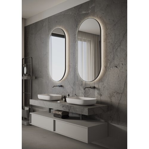 Martens & Meijer spiegel Ovaal met verlichting en verwarming Weston | Geborsteld Goud | 40x80 cm Martens & Meijer Martens & Meijer spiegel Ovaal met verlichting en verwarming Weston | Geborsteld Goud | 40x80 cm