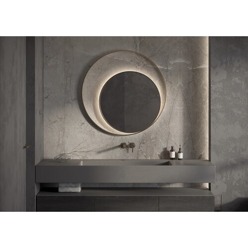 Martens & Meijer spiegel rond met ronde frame met verlichting en verwarming Athene | Geborsteld Brons | 90 cm Martens & Meijer Martens & Meijer spiegel rond met ronde frame met verlichting en verwarming Athene | Geborsteld Brons | 90 cm