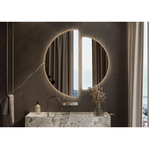 Martens & Meijer Ronde spiegel met 2 halve cirkels met verlichting en verwarming Moon | 100x50cm & 80x40 cm Martens & Meijer Martens & Meijer Ronde spiegel met 2 halve cirkels met verlichting en verwarming Moon | 100x50cm & 80x40 cm