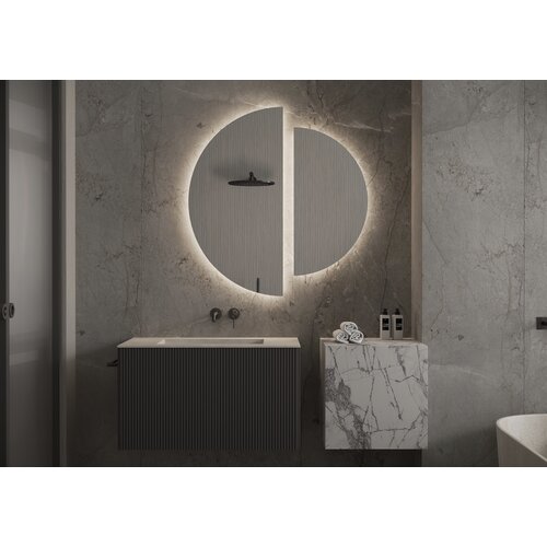 Martens Design Martens Design Ronde spiegel met 2 halve cirkels met verlichting en verwarming Moon | 100x50cm & 80x40 cm