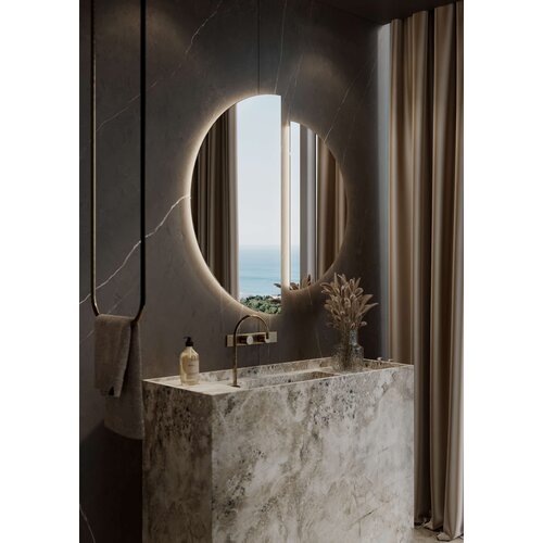 Martens & Meijer Ronde spiegel met 2 halve cirkels met verlichting en verwarming Moon | 140x70 cm & 120x60 cm Martens & Meijer Martens & Meijer Ronde spiegel met 2 halve cirkels met verlichting en verwarming Moon | 140x70 cm & 120x60 cm