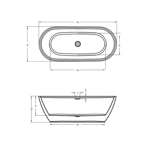 Riho Riho Inspire vrijstaand bad | 180x80cm | Mat wit/zwart | Met badvulcombinatie