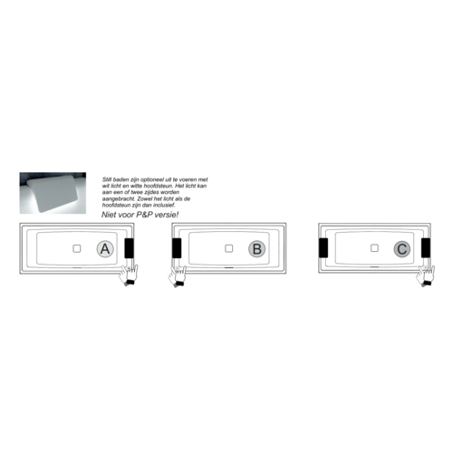 Riho Riho Still Square inbouwbad | 180x80cm | Met vulcombinatie | Rechts