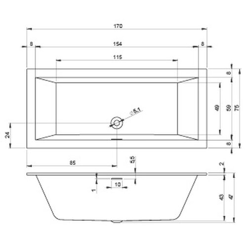 Riho Riho Rethink Cubic inbouwbad | 170x75cm | Wit | Zonder badvulcombinatie