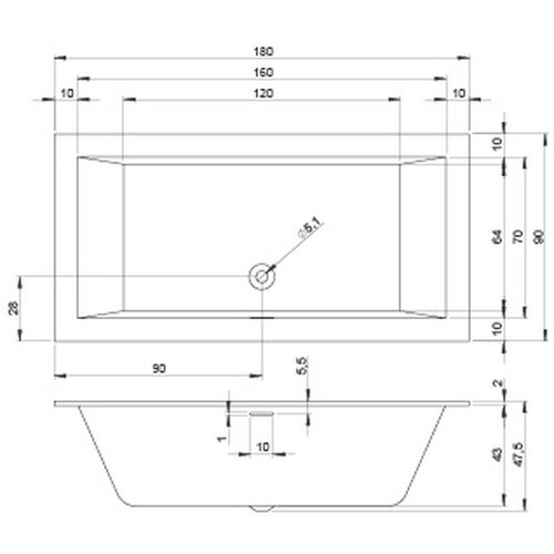 Riho Riho Rethink Cubic inbouwbad | 180x90cm | Wit | Zonder badvulcombinatie