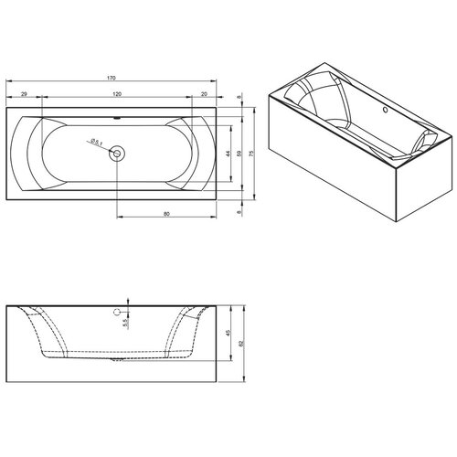 Riho Linares Plug&Play halfvrijstaand bad | 170 | rechts Riho Riho Linares Plug&Play halfvrijstaand bad | 170 | rechts