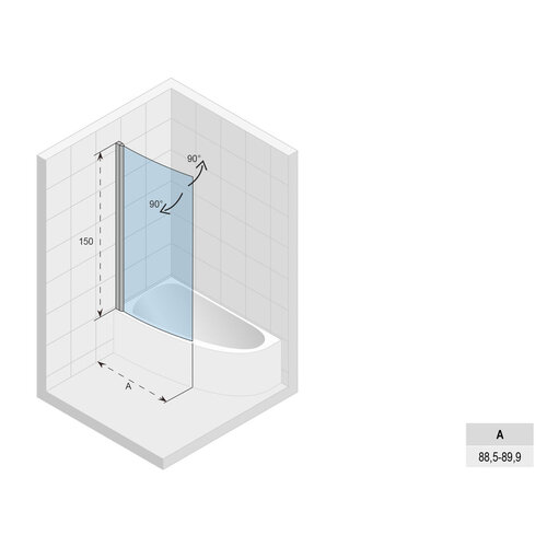 Riho Novik Z108 badwand voor Lyra bad - 89cm - chroom | links Riho Riho Novik Z108 badwand voor Lyra bad - 89cm - chroom | links