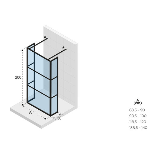 Riho Grid GB404 inloopdouche vrijstaand | 100x30cm Riho Riho Grid GB404 inloopdouche vrijstaand | 100x30cm