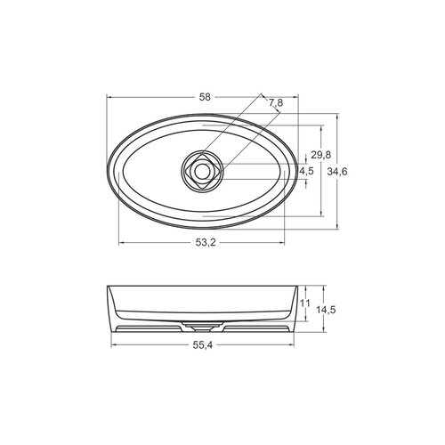 Riho Thin Oval kom 58x35cm solid surface mat wit | Ovaal Riho Riho Thin Oval kom 58x35cm solid surface mat wit | Ovaal