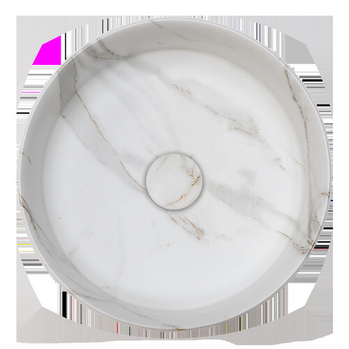 Riho Livit opzetwastafel rond 35x35cm keramiek marmerlook | Wit | Rond Riho Riho Livit opzetwastafel rond 35x35cm keramiek marmerlook | Wit | Rond