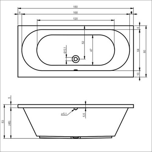 Riho Carolina inbouwbad acryl wit | 180x80cm Riho Riho Carolina inbouwbad acryl wit | 180x80cm