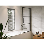 Riho Grid GB501 badwand draaibaar 80 x 150 cm met mat zwart profiel | rechts Riho Riho Grid GB501 badwand draaibaar 80 x 150 cm met mat zwart profiel | rechts