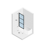 Riho Grid GB501 badwand draaibaar 80 x 150 cm met mat zwart profiel | rechts Riho Riho Grid GB501 badwand draaibaar 80 x 150 cm met mat zwart profiel | rechts