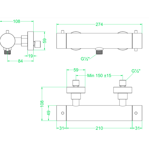 IVY Concord glijstangset RVS 316 - Geborsteld RVS IVY IVY Concord glijstangset RVS 316 - Geborsteld RVS