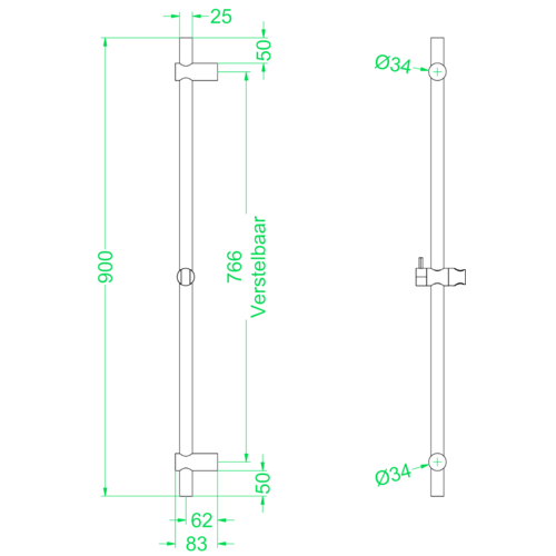 IVY Concord glijstangset RVS 316 - Geborsteld RVS IVY IVY Concord glijstangset RVS 316 - Geborsteld RVS