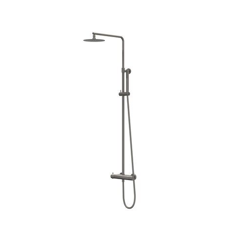 IVY Bond opbouw regendoucheset | Geborsteld Metal Black pvd | 25cm | 0,8 cm | 3-standen handdouche IVY IVY Bond opbouw regendoucheset | Geborsteld Metal Black pvd | 25cm | 0,8 cm | 3-standen handdouche