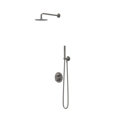 IVY IVY Bond inbouw regendoucheset 2-weg | Geborsteld Metal Black pvd | 20cm | 0,2cm | 40cm wandarm | 3-Standen handdouche | Nee