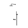 IVY Bond inbouw regendoucheset symmetry 2 weg | Mat Zwart PVD | 30cm | 0,2 cm | 40cm Wandarm | 3 standen handdouche | Ja