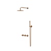IVY Bond inbouw regendoucheset symmetry 2 stopkranen | Geborsteld Mat Koper pvd | 20cm | 0,2 cm | 30cm plafondbuis | 3-standen handdouche | wandhouder