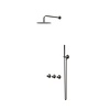 IVY Bond inbouw regendoucheset symmetry 2 stopkranen | Geborsteld Metal Black pvd | 20cm | 0,2 cm | 15cm plafondbuis | staafhanddouche | glijstang