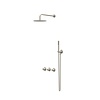 IVY Bond inbouw regendoucheset symmetry 2 stopkranen | Geborsteld Nikkel pvd | 30cm | 0,8 cm | 15cm plafondbuis | satin spray handdouche | glijstang