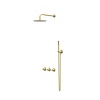 IVY Bond inbouw regendoucheset symmetry 2 stopkranen | Geborsteld Mat Goud pvd | 20cm | 0,8 cm | 30cm plafondbuis | satin spray handdouche | glijstang