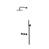 IVY Bond inbouw regendoucheset symmetry 2 stopkranen | Zwart Chroom pvd | 25cm | 0,8 cm | 15cm plafondbuis | 3-standen handdouche | glijstang