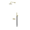 IVY Concord inbouw regendoucheset symmetry 2-weg - 30cm plafondbuis - 20cm medium hoofddouche - wandhouder - staafhanddouche - rvs316 Geborsteld Mat Goud pvd