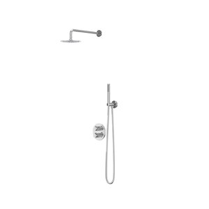 IVY Pact inbouw regendoucheset 2-weg - 40cm wandarm - 20cm slim hoofddouche rond - wandhouder - 3-standen handdouche - Chroom