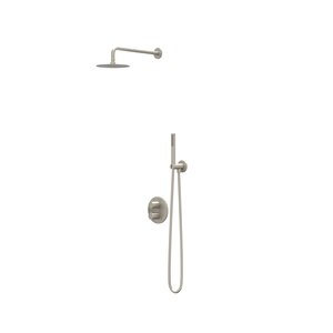 IVY Pact inbouw regendoucheset 2-weg - 40cm wandarm - 20cm slim hoofddouche rond - wandhouder - 3-standen handdouche - Geborsteld Nikkel pvd