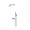 IVY Pact inbouw regendoucheset symmetry 2-weg - 40cm wandarm - 20cm slim hoofddouche - glijstang - satin spray handdouche - Geborsteld Metal Black pvd