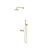 IVY Pact inbouw regendoucheset symmetry 2-weg - 40cm wandarm - 20cm slim hoofddouche - wandhouder - 3-standen handdouche - Geborsteld Mat Goud pvd