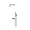 IVY Pact inbouw regendoucheset symmetry 2-weg - 40cm wandarm - 25cm medium hoofddouche - glijstang - staafhanddouche - Zwart Chroom pvd