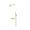 IVY Concord inbouw regendoucheset symmetry 2-weg | Geborsteld Mat Goud | 25cm | 0,2cm | Satin Spray Handdouche | Plafondbuis 15cm | Nee