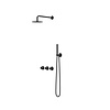 IVY Pact inbouw regendoucheset symmetry 2 stopkranen - 15cm plafondbuis - 30cm medium hoofddouche - glijstang - satin spray handdouche - Mat Zwart PVD