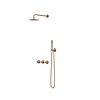 IVY Pact inbouw regendoucheset symmetry 2 stopkranen - 30cm plafondbuis - 25cm medium hoofddouche - wandhouder - 3-standen handdouche - Geborsteld Mat Koper pvd