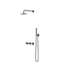 IVY Pact inbouw regendoucheset symmetry 2 stopkranen - 40cm wandarm - 30cm medium hoofddouche - wandhouder - staafhanddouche - Geborsteld Metal Black pvd