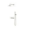 IVY Pact inbouw regendoucheset symmetry 2 stopkranen - 15cm plafondbuis - 25cm slim hoofddouche - glijstang - 3-standen handdouche - Geborsteld Nikkel pvd
