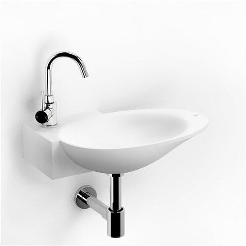 Clou First Plus hoekfontein 47,5 cm - kraangat links - Mat wit Clou Clou First Plus hoekfontein 47,5 cm - kraangat links - Mat wit