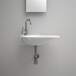 Clou First Plus hoekfontein 47,5 cm - kraangat links - Mat wit Clou Clou First Plus hoekfontein 47,5 cm - kraangat links - Mat wit