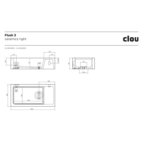 Clou Flush 3 fontein | Mat roze | Ja | Rechts Clou Clou Flush 3 fontein | Mat roze | Ja | Rechts