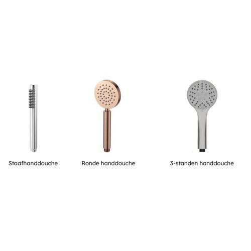 Regn opbouw regendouche - 3-standen handdouche - geborsteld goud pvd Regn Regn opbouw regendouche - 3-standen handdouche - geborsteld goud pvd