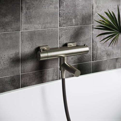 Hotbath Gal GL020GNP thermostatische badmengkraan met wegdraaibare omstel uitloop - Geborsteld nikkel PVD HotBath Hotbath Gal GL020GNP thermostatische badmengkraan met wegdraaibare omstel uitloop - Geborsteld nikkel PVD