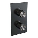 Brauer Gunmetal Carving thermostatische inbouw regendouche | Geborsteld gunmetal PVD | 30 cm | Ja | Gebogen wandarm | Staafhanddouche Brauer Brauer Gunmetal Carving thermostatische inbouw regendouche | Geborsteld gunmetal PVD | 30 cm | Ja | Gebogen wandarm | Staafhanddouche